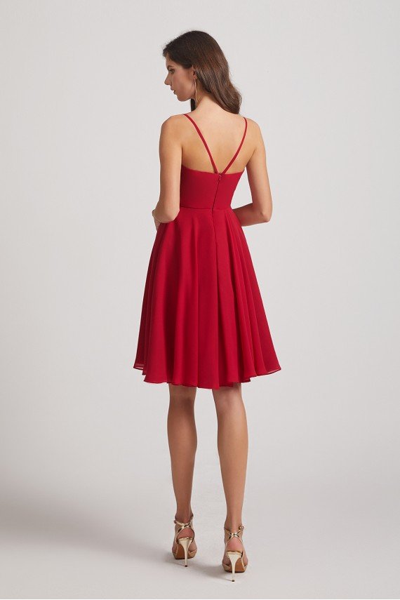Spaghetti Straps Short V-Neck Chiffon Party Dress UK